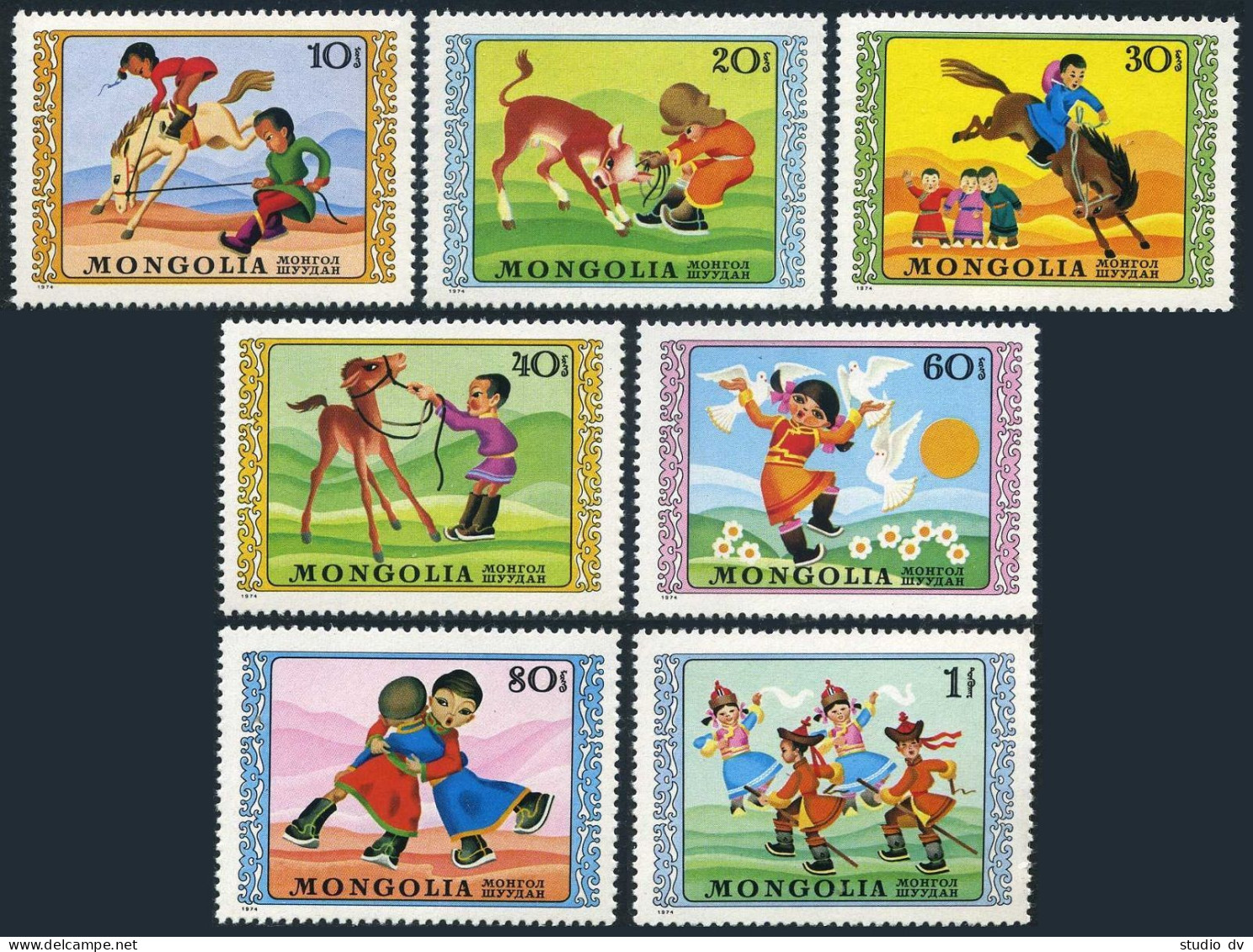 Mongolia 774-780,MNH.Michel 857-863. Children's Day 1974.Children's Activities. - Mongolia