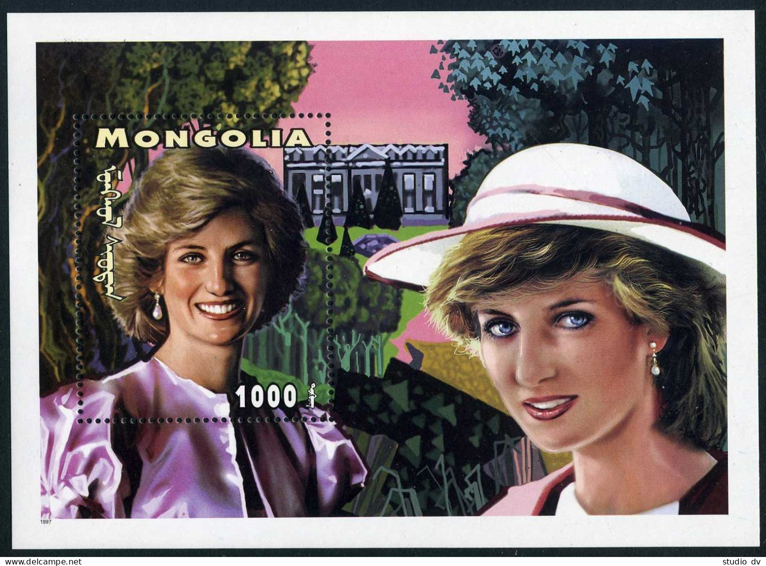Mongolia 2292 Sheet,MNH. Diana,Princess Of Wales,1997.Diana In Pink Dress,1997. - Mongolia