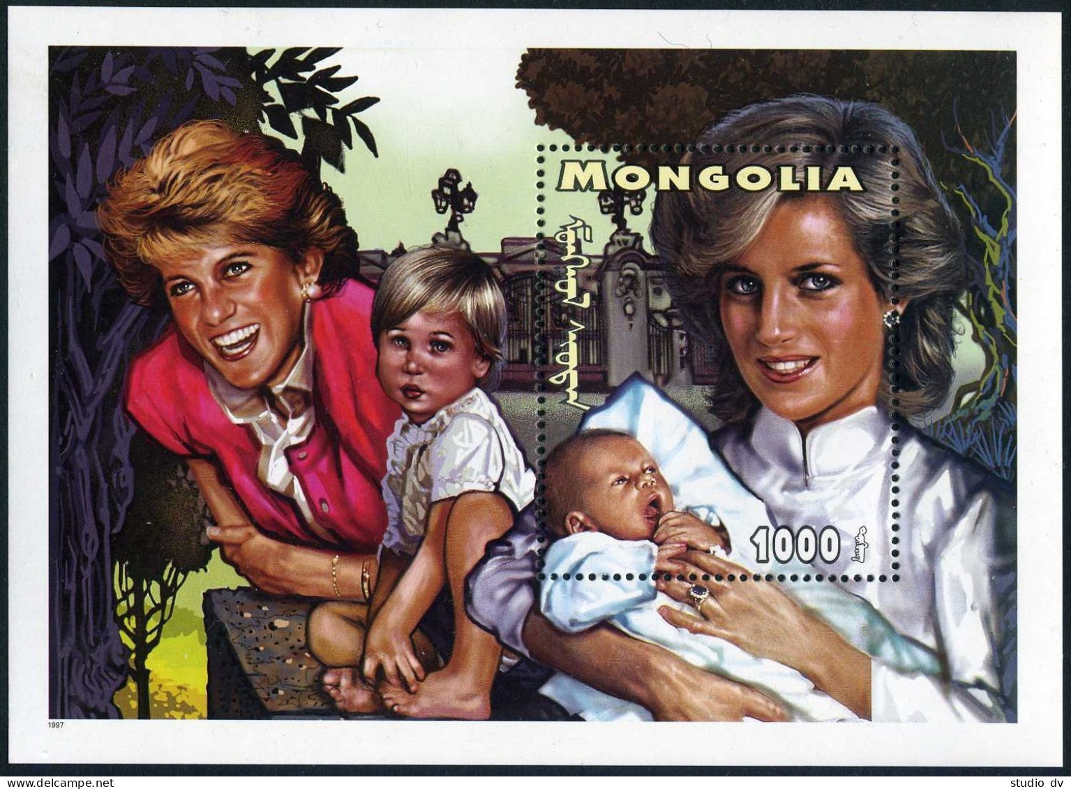 Mongolia 2290 Sheet, MNH. Diana,Princess Of Wales,1997.Diana Holding Infant Son. - Mongolia