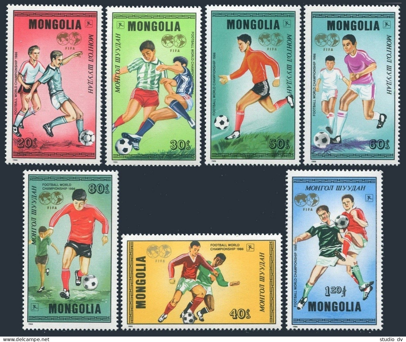 Mongolia 1502-1508, MNH. Michel 1764-1770. World Soccer Cup Mexico-1986. - Mongolei