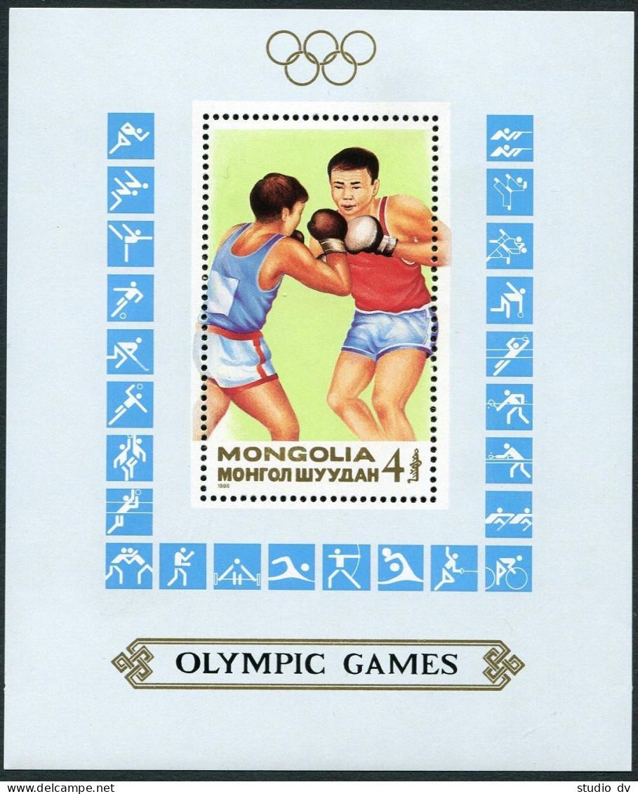 Mongolia 1684, MNH. Michel 1971 Bl.129. Olympics Seoul-1988. Boxing. - Mongolei