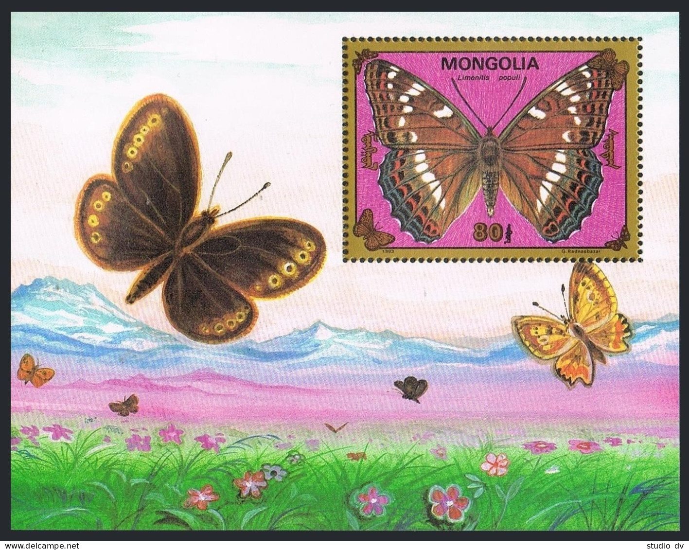 Mongolia 2104,2105-2106,sheets,MNH.Michel 2455-2462,Bl.217-218. Butterflies.1992 - Mongolie