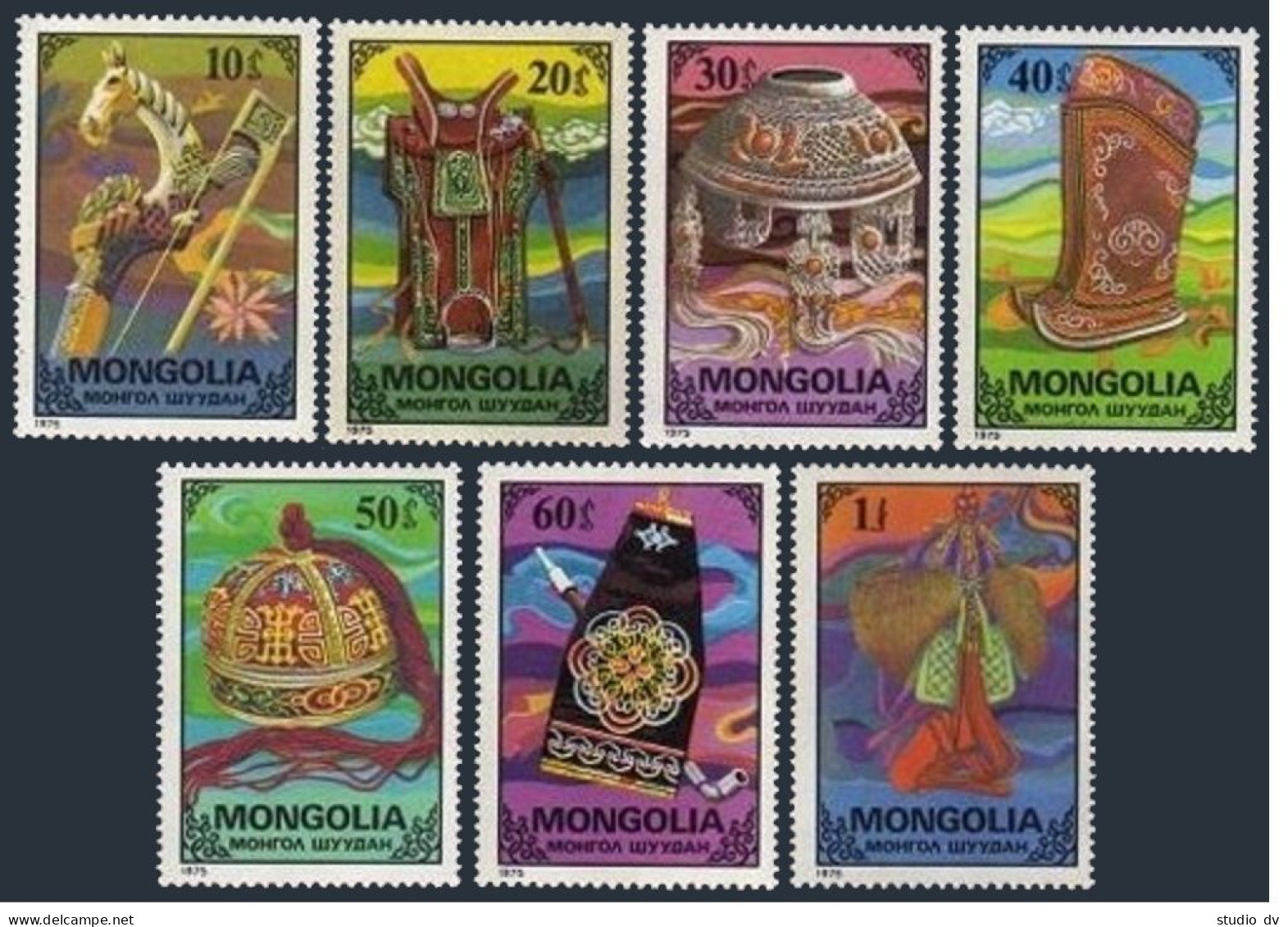 Mongolia 865-871, MNH. Michel 959-965. National Handicraft, 1975. - Mongolei
