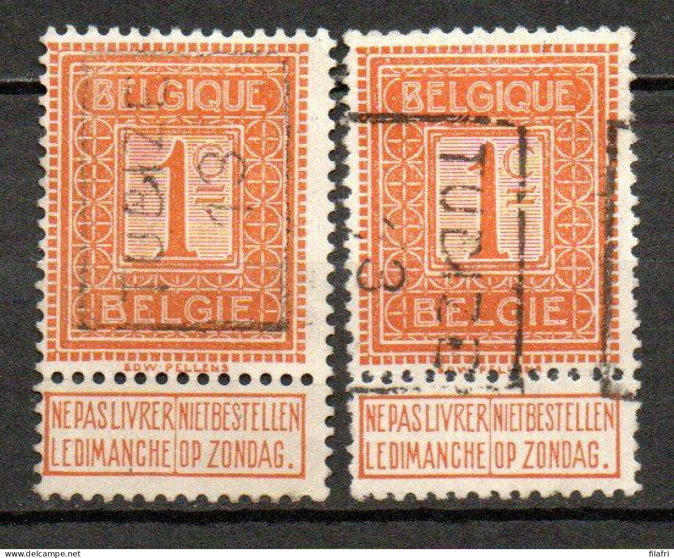 2186 Voorafstempeling Op Nr 108 - TUBIZE 13 - Positie A & B - Rollenmarken 1910-19