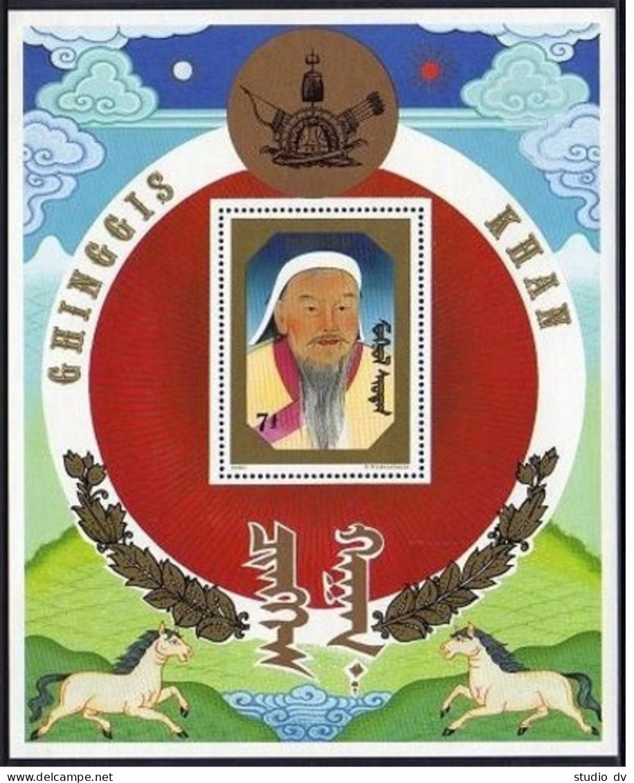 Mongolia 1850,MNH.Michel 2134 Bl.148. Genghis Khan,800.LONDON-1990. - Mongolië