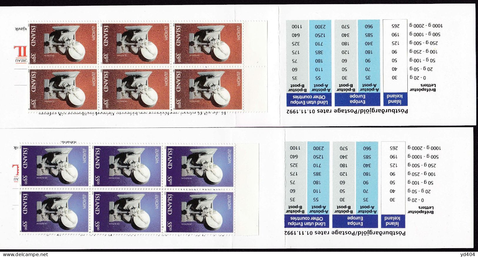 IS668 – ISLANDE - ICELAND - BOOKLETS - 1995 - EUROPA - Y&T # C777/78 MNH 37 € - Carnets