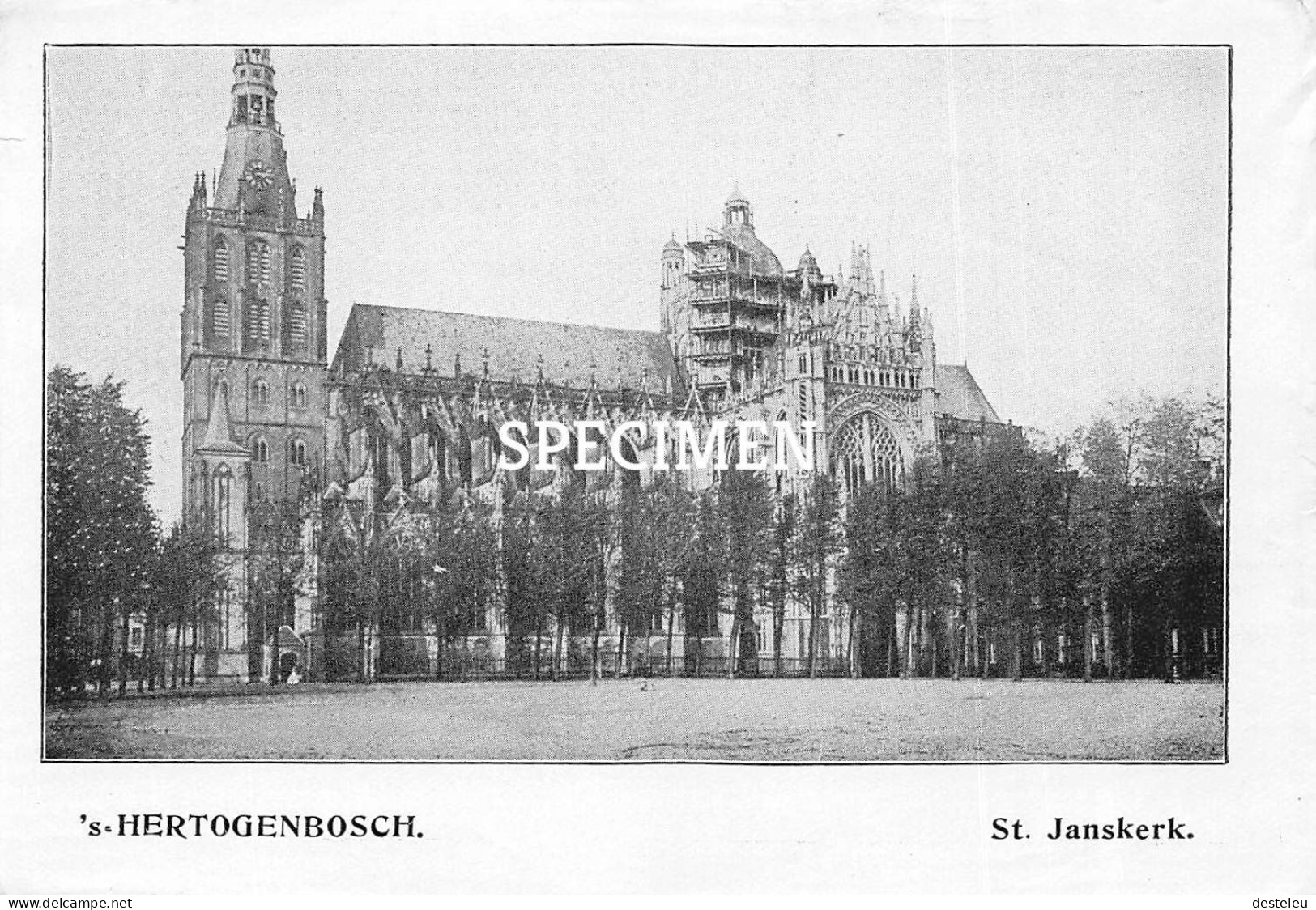 Prent - St. Janskerk - 's-Hertogenbosch   - 8.5x12.5 Cm - 's-Hertogenbosch