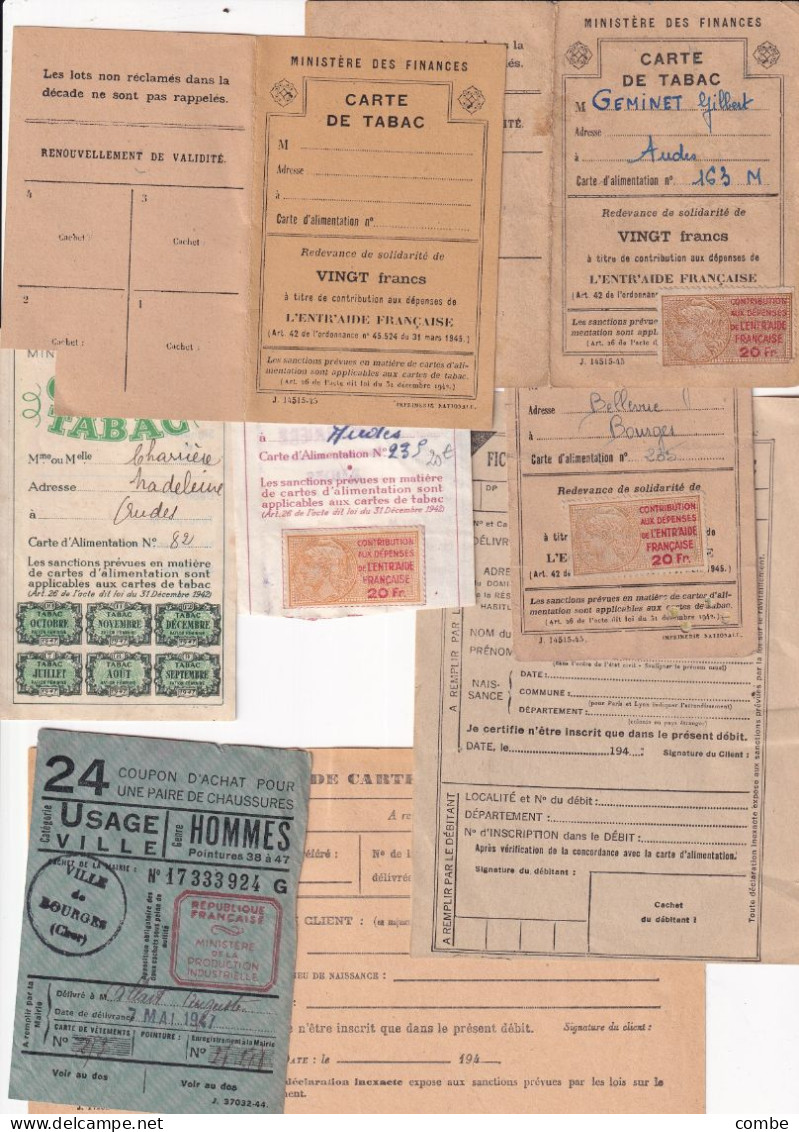 DIVERS CARTES DE TABAC ET DEMANDE - Historical Documents