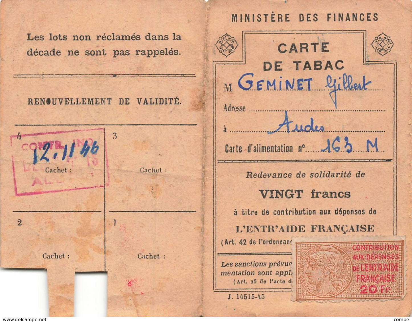 DIVERS CARTES DE TABAC ET DEMANDE - Historical Documents