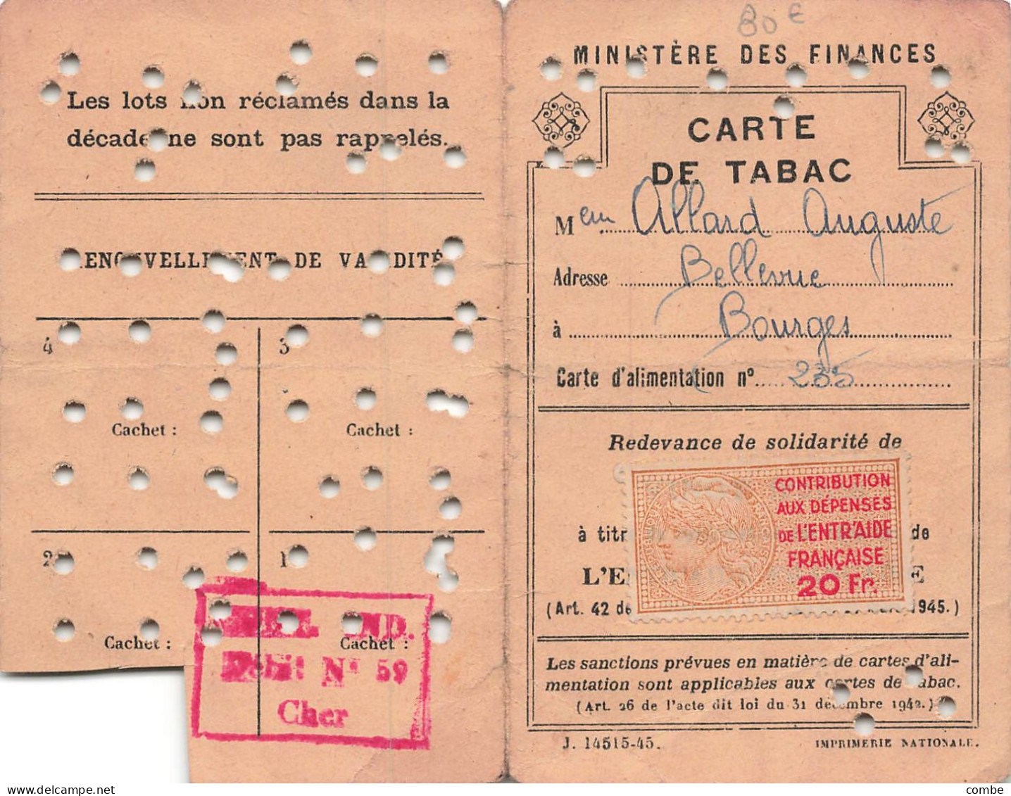 DIVERS CARTES DE TABAC ET DEMANDE