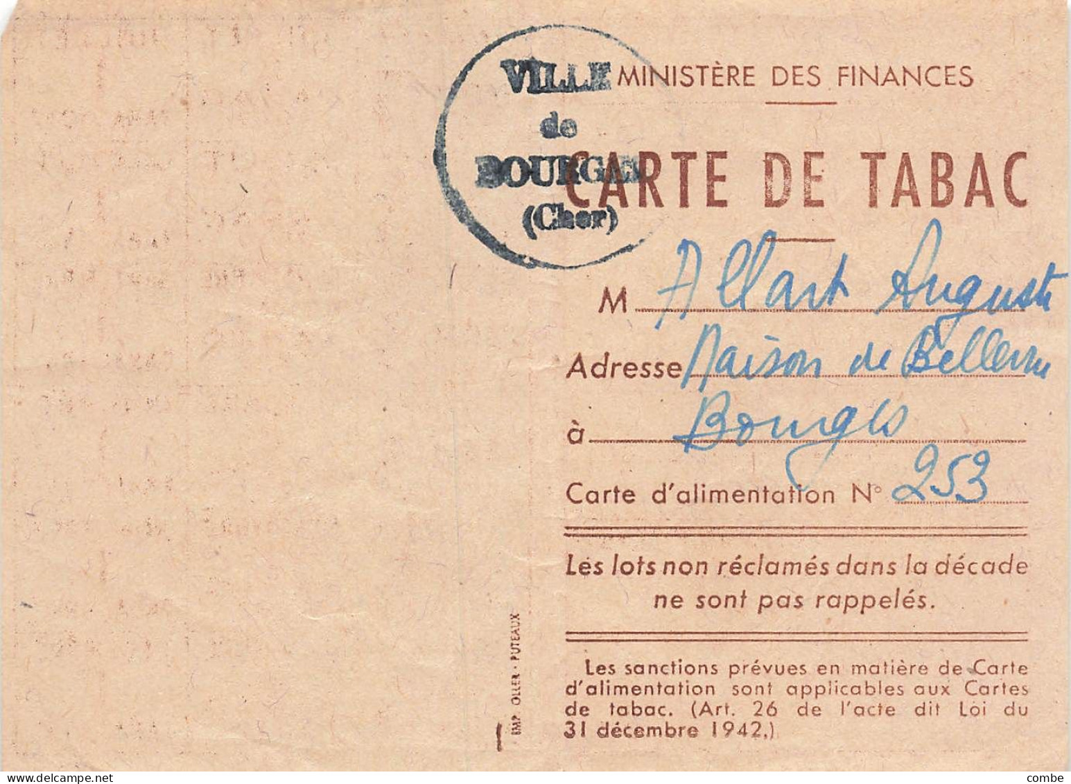 DIVERS CARTES DE TABAC ET DEMANDE