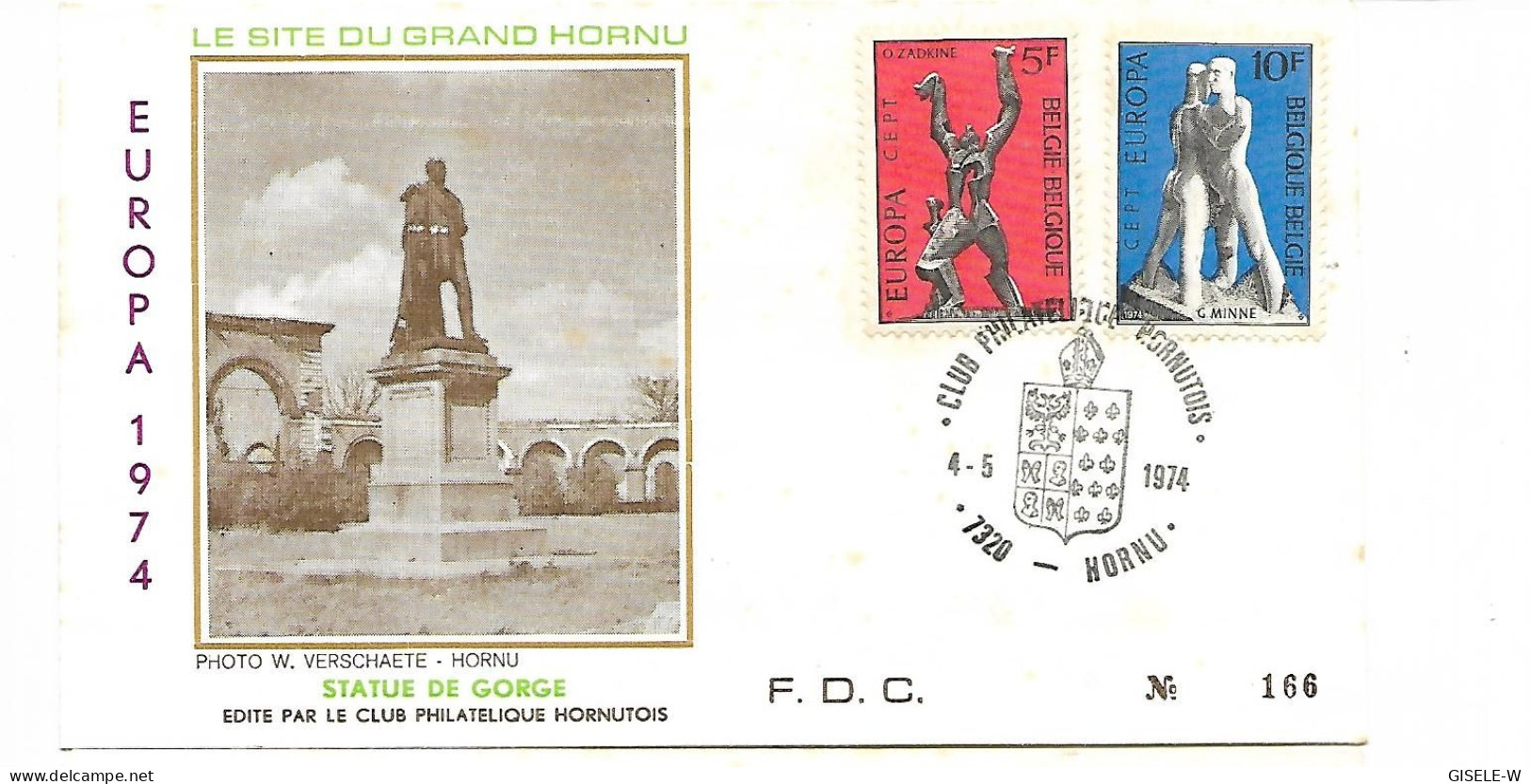 BELGIQUE / ENVELOPPE FDC 1974 - HORNU - Used Stamps