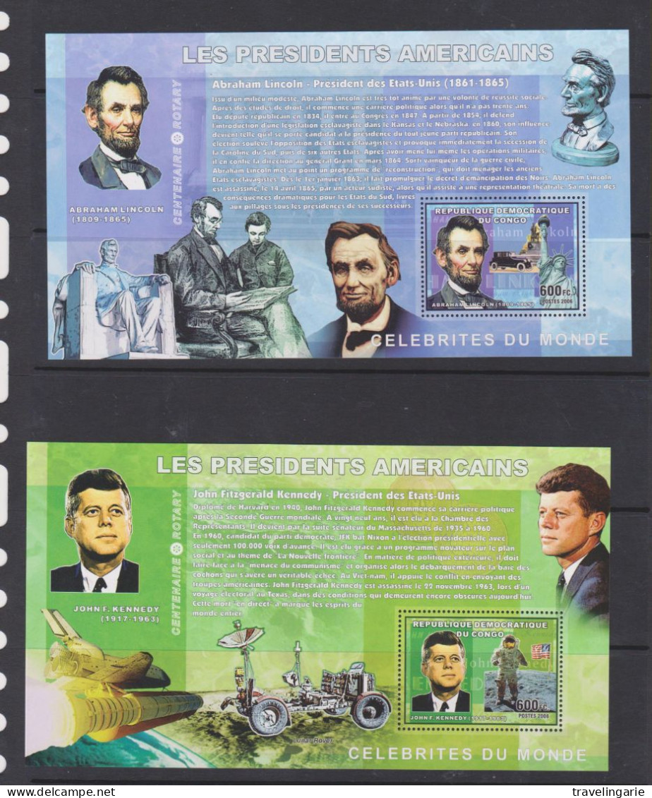 Democratic Republic Of Congo 2006 American Presidents / Rotary S/S Set Of 4 MNH ** - Rotary, Lions Club