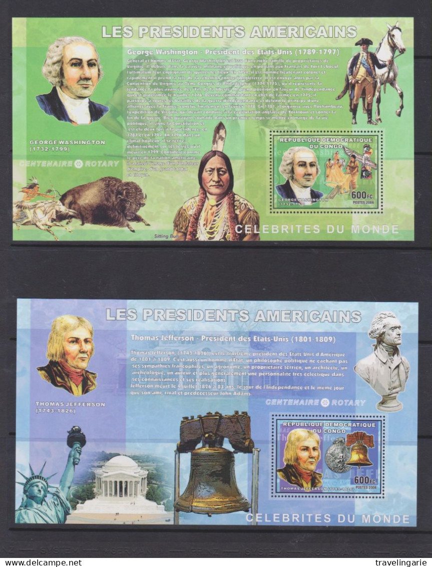 Democratic Republic Of Congo 2006 American Presidents / Rotary S/S Set Of 4 MNH ** - Rotary, Lions Club
