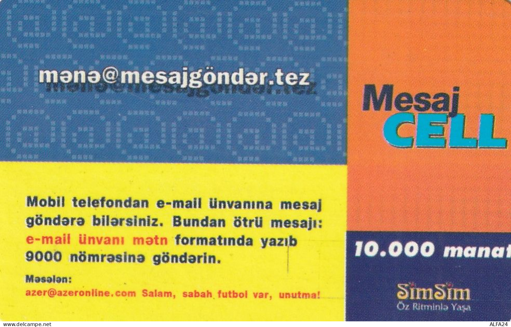PREPAID PHONE CARD AZERBAJAN  (E10.25.8 - Aserbaidschan