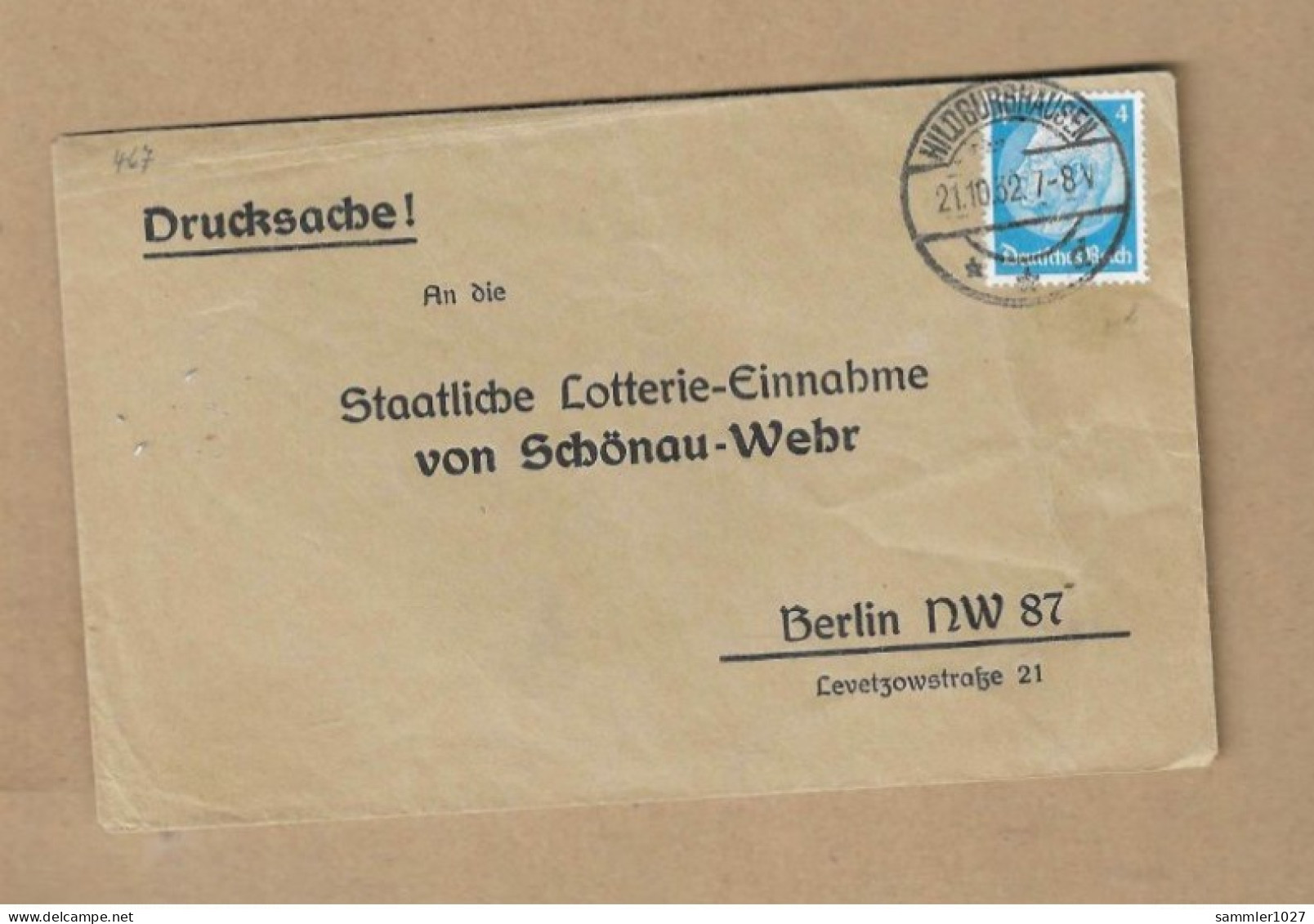 Los Vom 14.05   Briefumschlag Aus Hildburghausen 1932 - Storia Postale