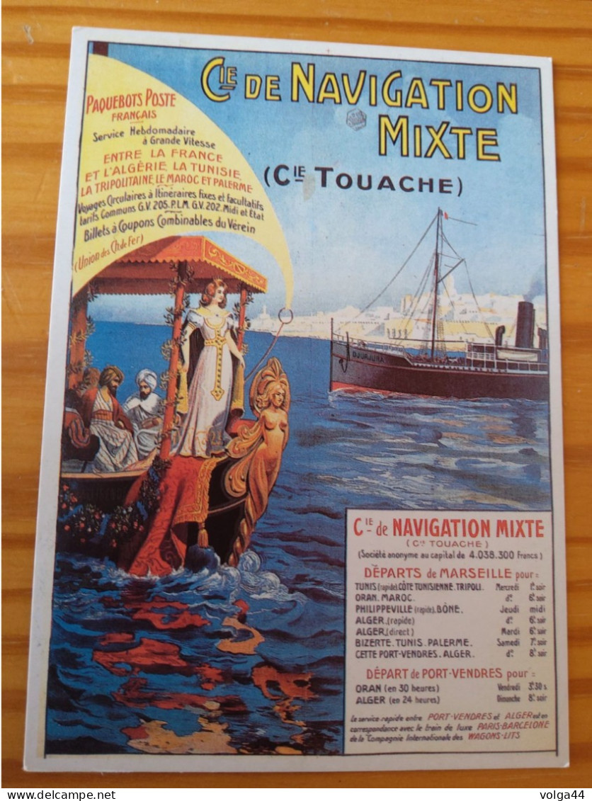 CP  Repro D'affiches  - Cie De Navigation Mixte - Cie Touache -Ed Clouet - - Publicité