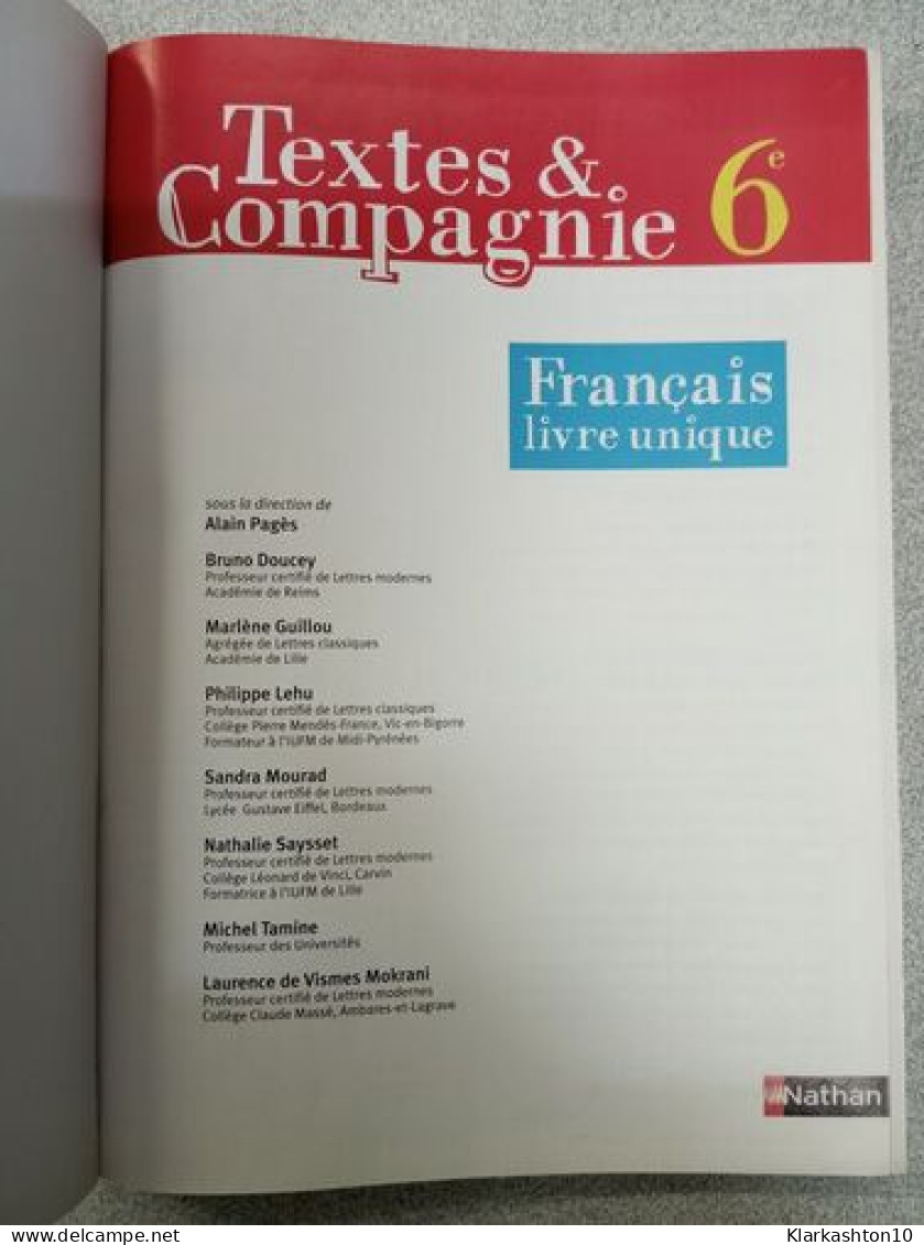 Textes & Compagnie 6e 2005: Livre Unique - Andere & Zonder Classificatie