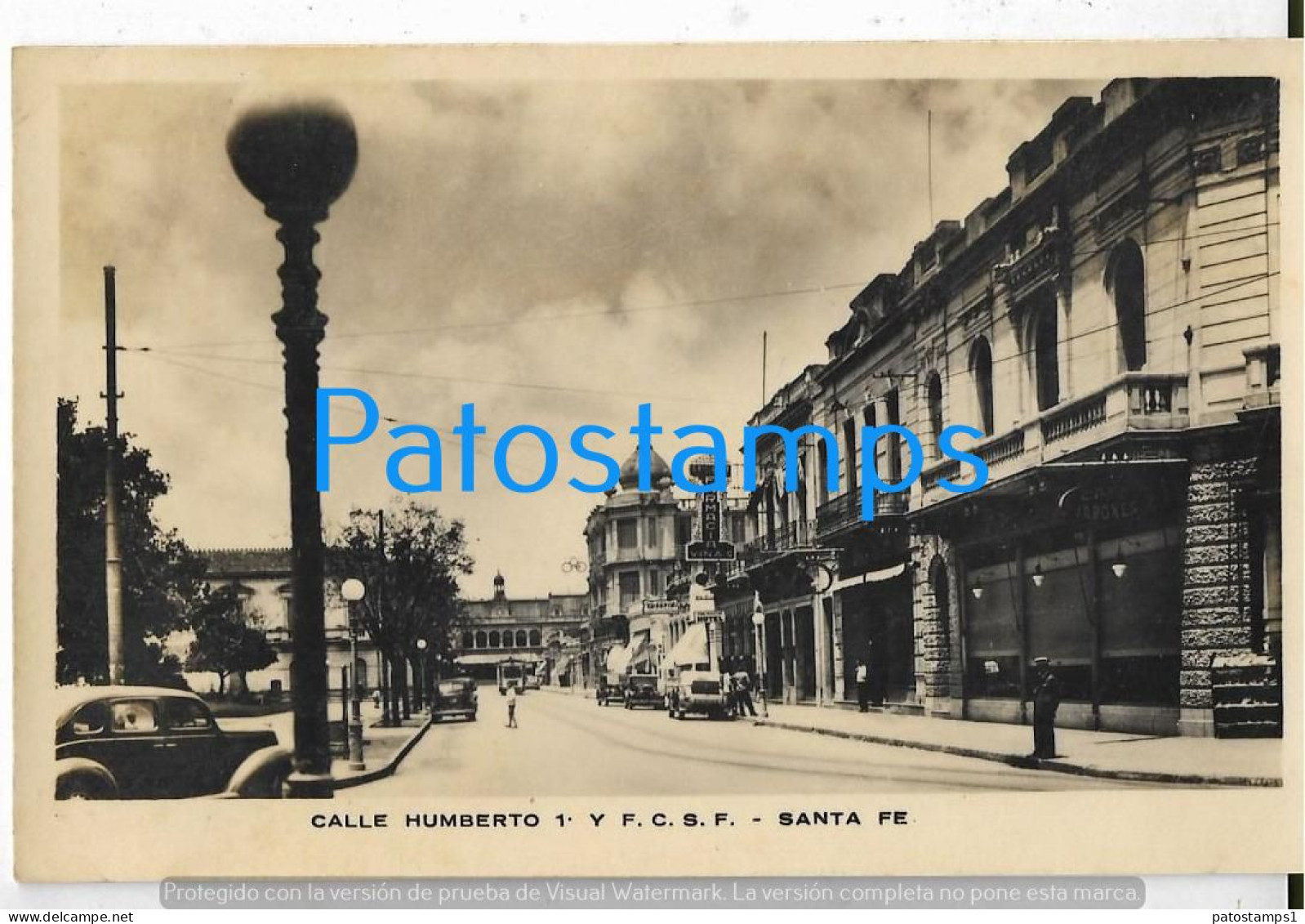 228846 ARGENTINA SANTA FE STREET CALLE HUMBERTO I & TRAMWAY TRANVIA POSTAL POSTCARD - Argentine