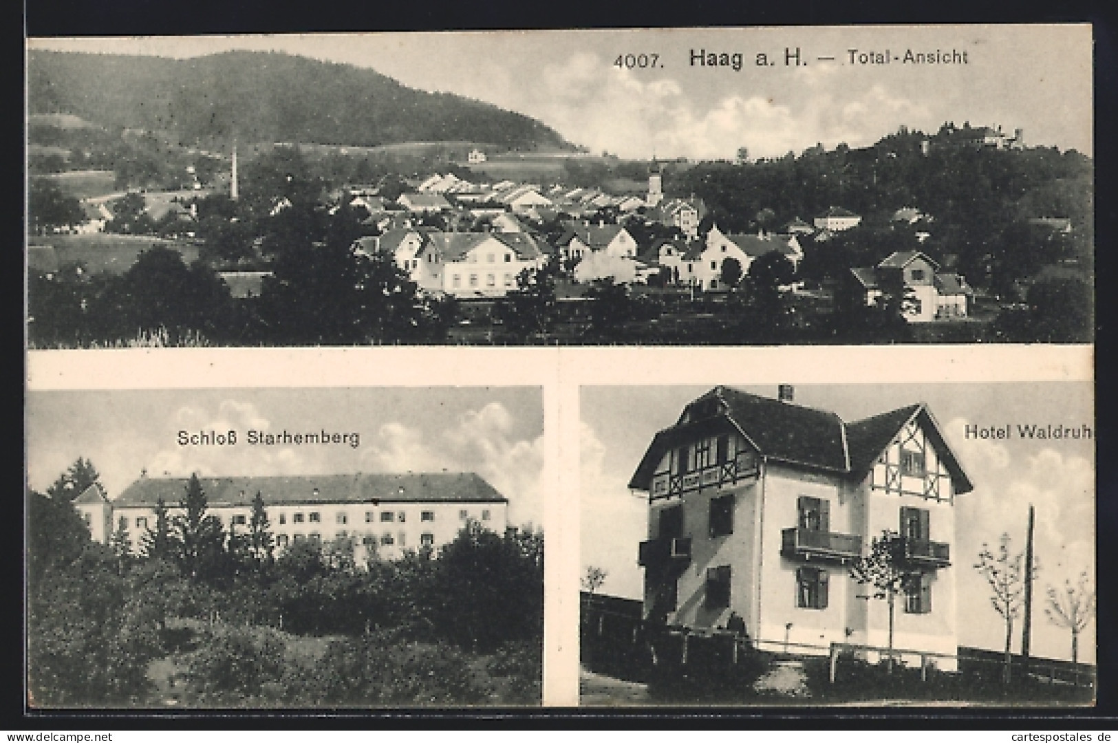 AK Haag A. H., Hotel Waldruh, Schloss Starhemberg, Totalansicht  - Other & Unclassified