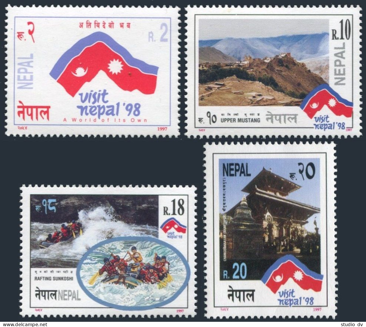 Nepal 606-609,MNH.Mi 642-645. Tourism,1998.Upper Mustang;Rafting,Changunarayan. - Nepal