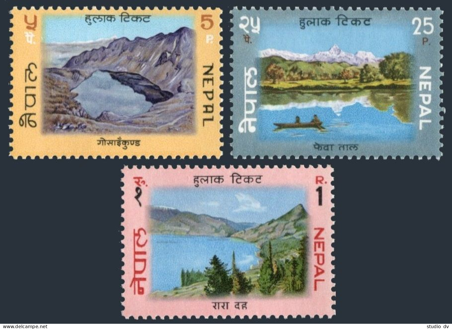 Nepal 234-236, MNH. Michel 249-251. Lakes 1970. Gosainkund,Phewa Tal, Rara Daha. - Népal