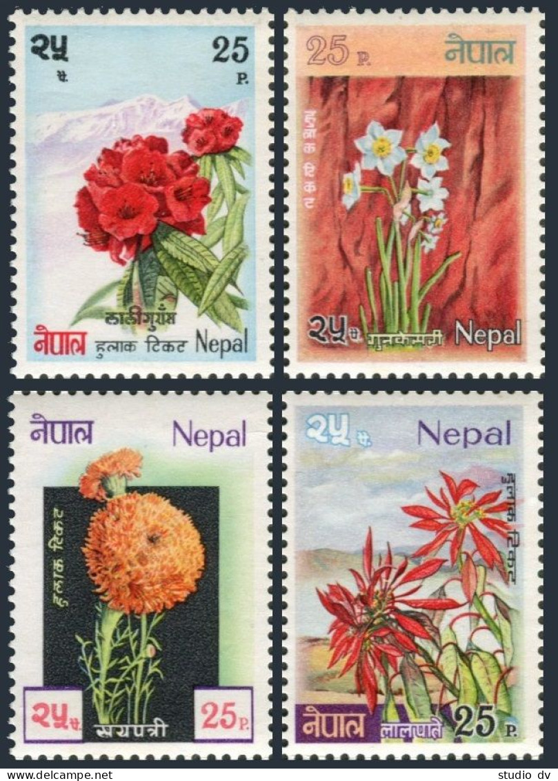 Nepal 224-227,MNH.Michel 239-242. Flowers 1969.Rhododendron,Narcissus, - Népal