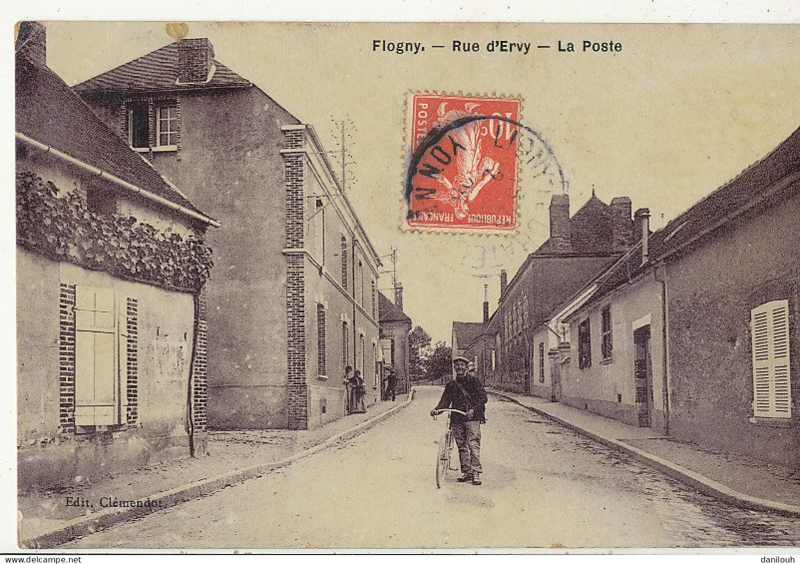 89 // FLOGNY   Rue D Evry    La Poste   Vernissée Colorisée - Flogny La Chapelle