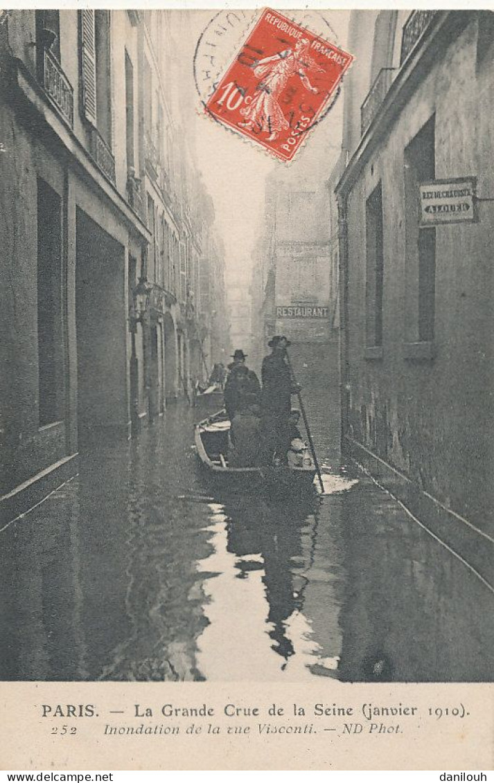 75 // PARIS  VI EME   La Grande Crue De La Seine En Janvier 19140 / Inondation De La Rue Visconti  252 - Paris (06)