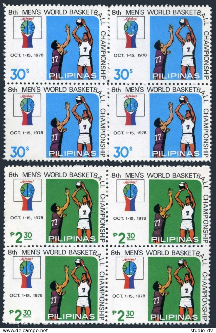 Philippines 1361-1362 Blocks/4,MNH.Mi 1239-40.World Basketball Championship,1978 - Philippines