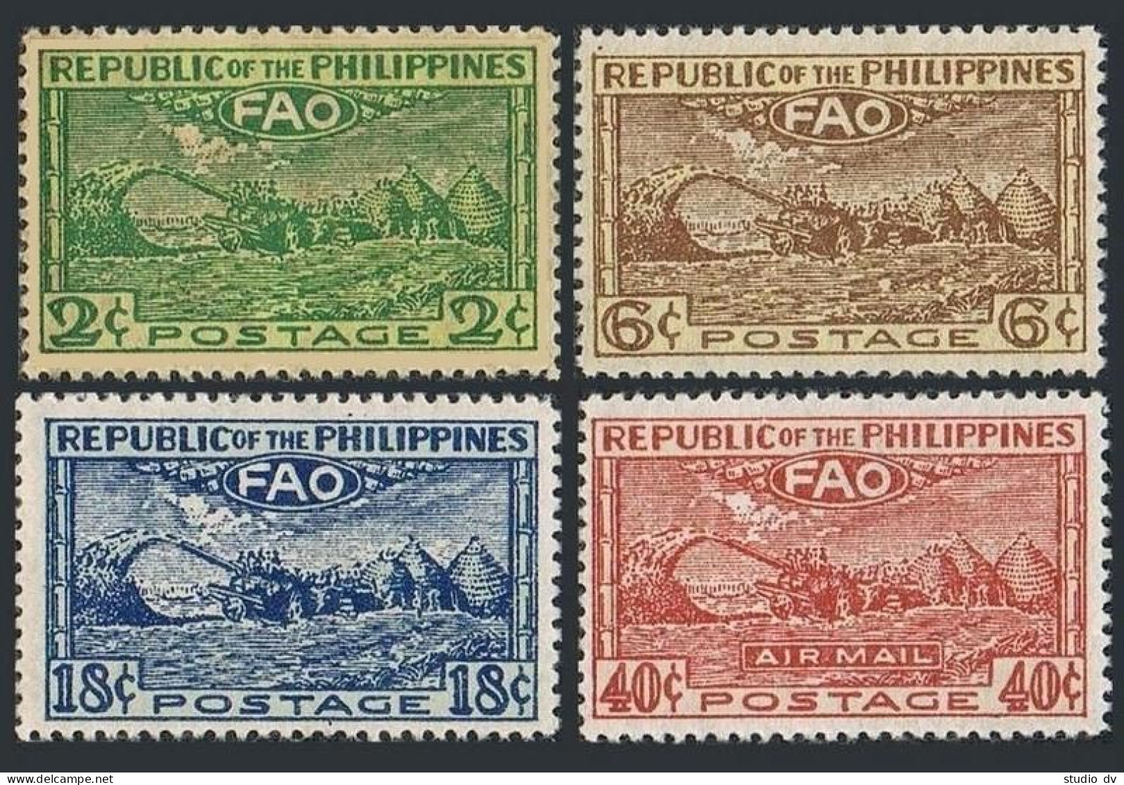 Philippines 522-524 Hinged, C67 MNH. Conference Of FAO, Bagio, 1948. Threshing. - Filippijnen
