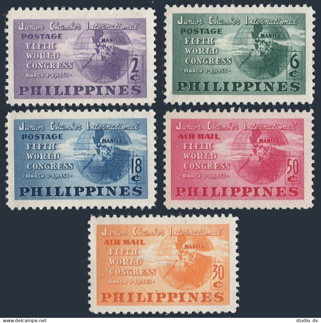 Philippines 537-539, C68-C69, MNH. Mi 501-503. Junior Chamber Of Commerce, 1950. - Filippijnen
