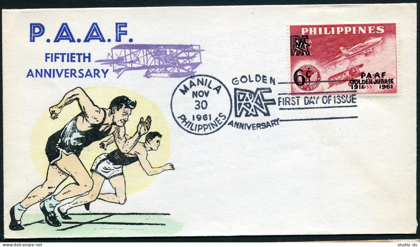 Philippines 847 FDC.Mi 686. Amateur Athletic Federation,50th Ann.1961.Airplanes. - Philippines