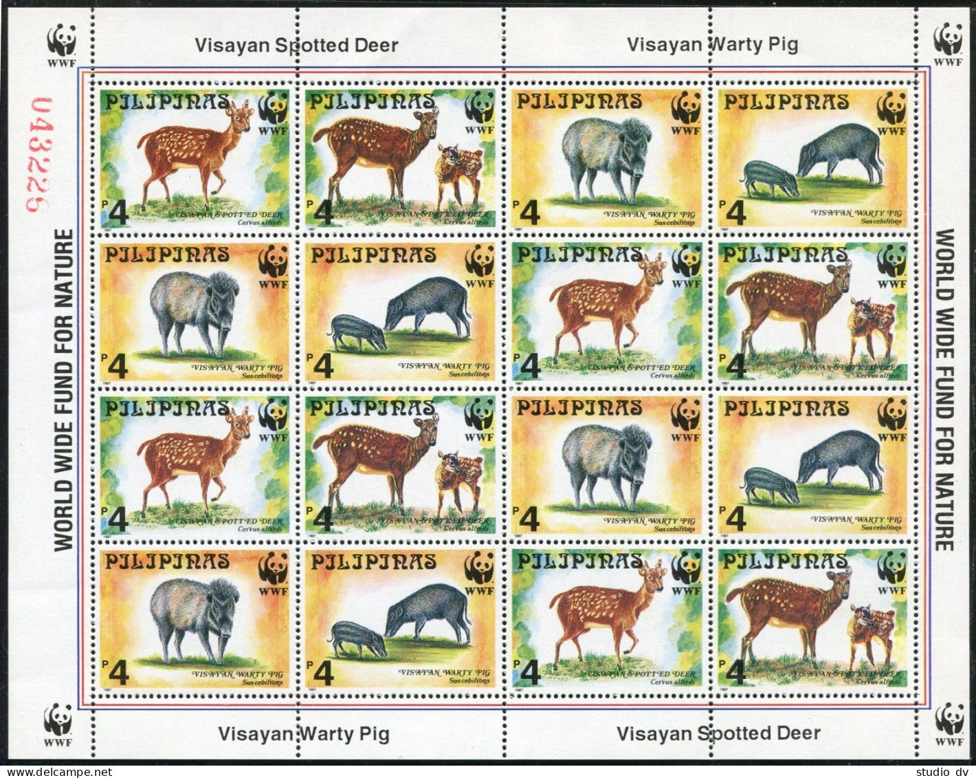 Philippines 2476-2479b Sheet,MNH. WWF 1997.Visayan Spotted Deer.Warty Pig. - Philippines