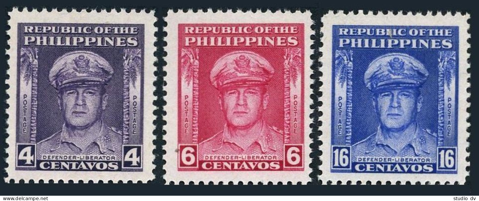 Philippines 519-521, Lightly Hinged. Mi 480-482. General Douglas MacArthur, 1948 - Philippines