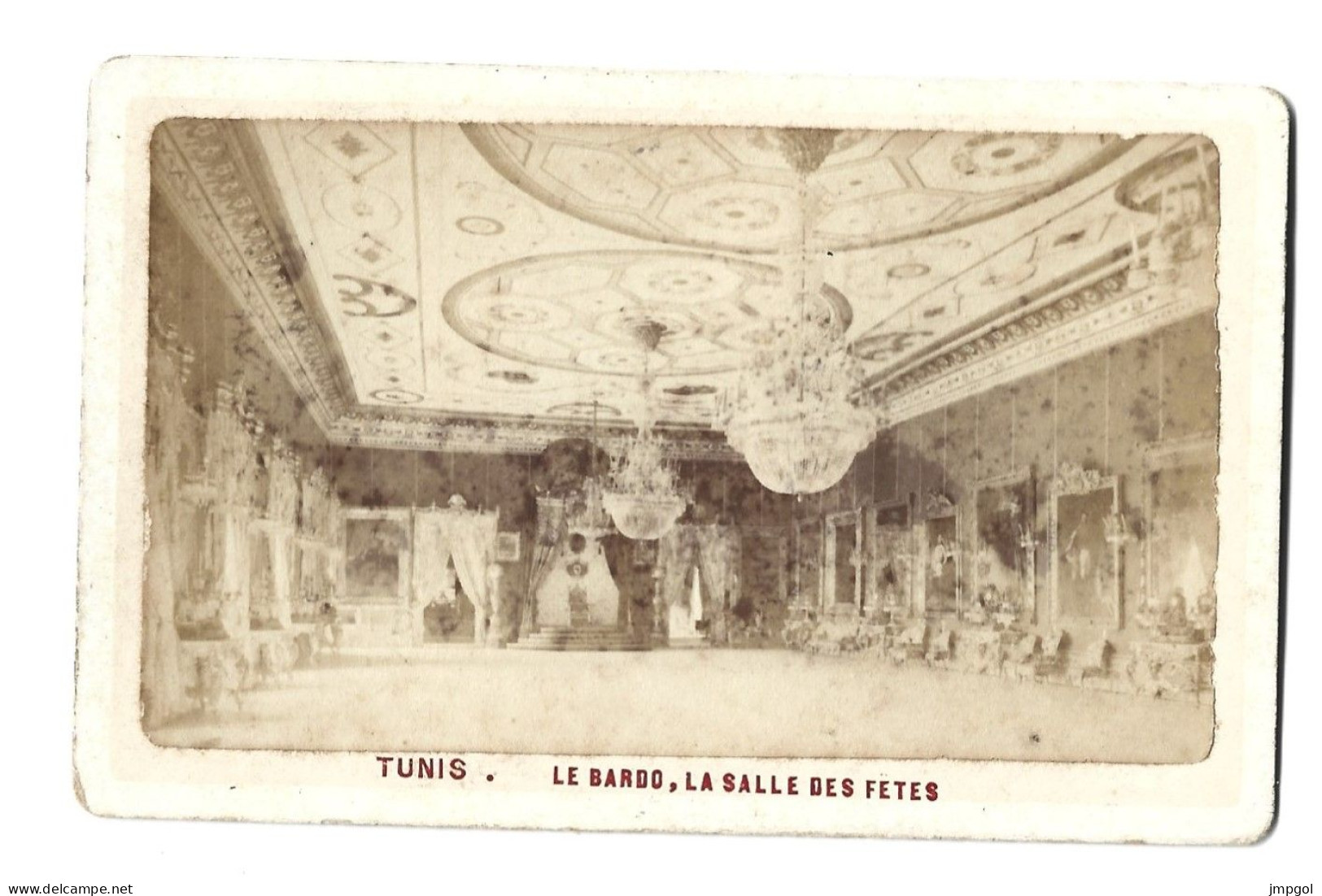 Photo Ancienne Sur Carton  Tunis Le Bardo La Salle Des Fêtes - Places