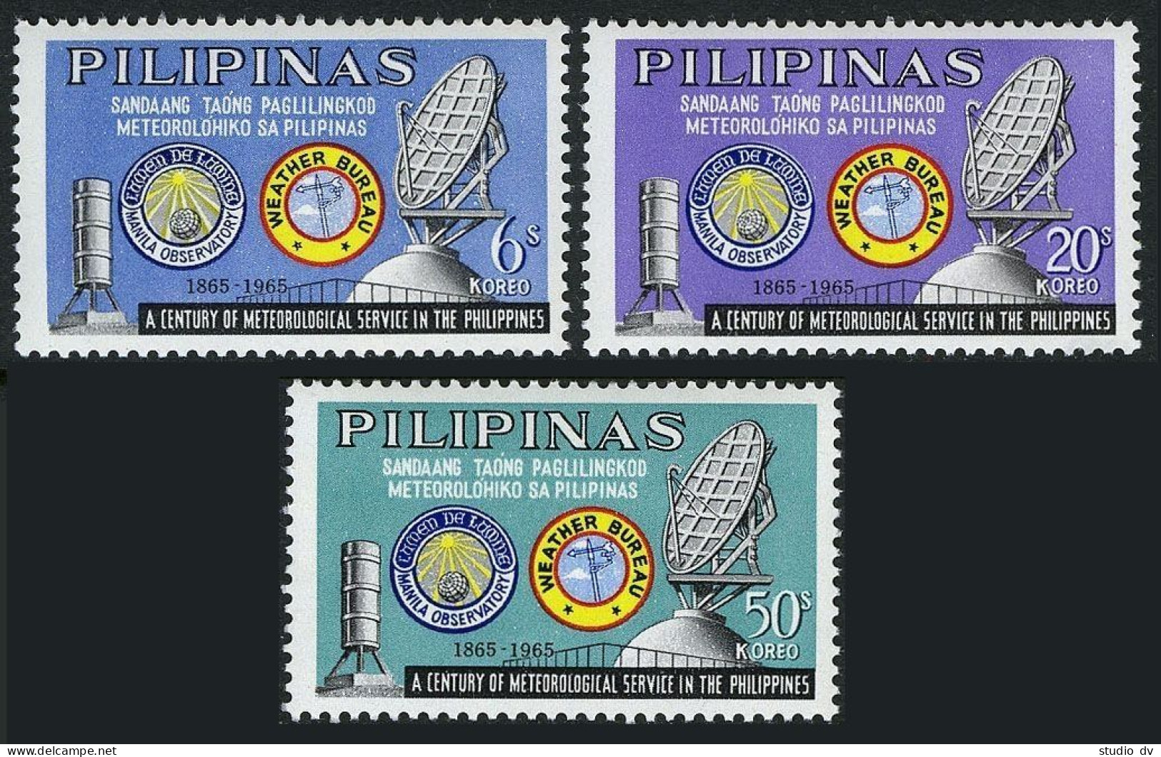 Philippines 922-924, MNH. Michel 771-773. Meteorological Service-100, 1965. - Philippinen