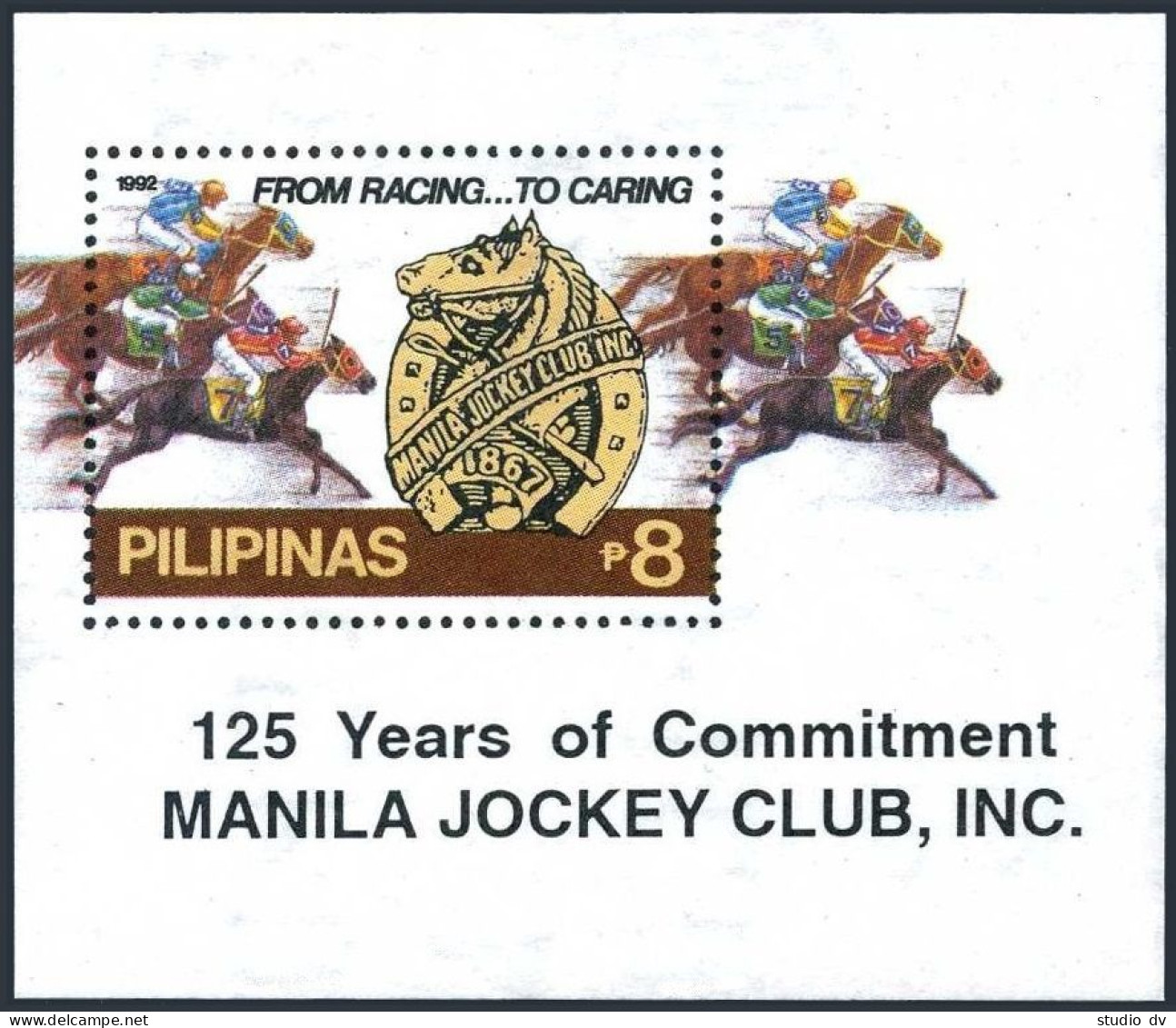 Philippines 2150, MNH. Michel 2148 Bl.44. Manila Jockey Club, 125th Ann. 1992. - Philippinen