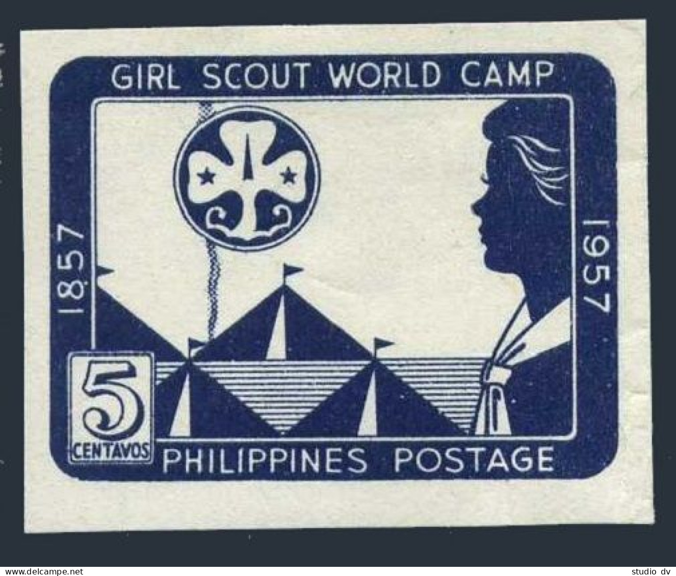 Philippines 637a Imperf,hinged.Michel 613B.Girl Scout World Jamboree,Quezon City - Filippijnen