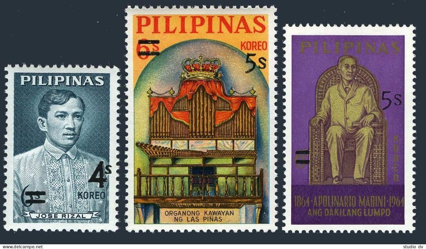 Philippines 1054-1056, MNH. New Value 1970. Jose Rizal, Bamboo Organ, Mabini. - Filippine