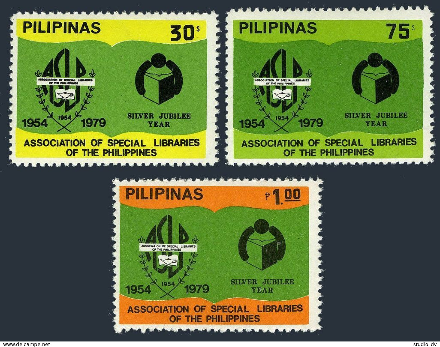 Philippines 1398-1400,MNH.Michel 1276-1278. Special Libraries,Reader,Emblem,1979 - Filippijnen