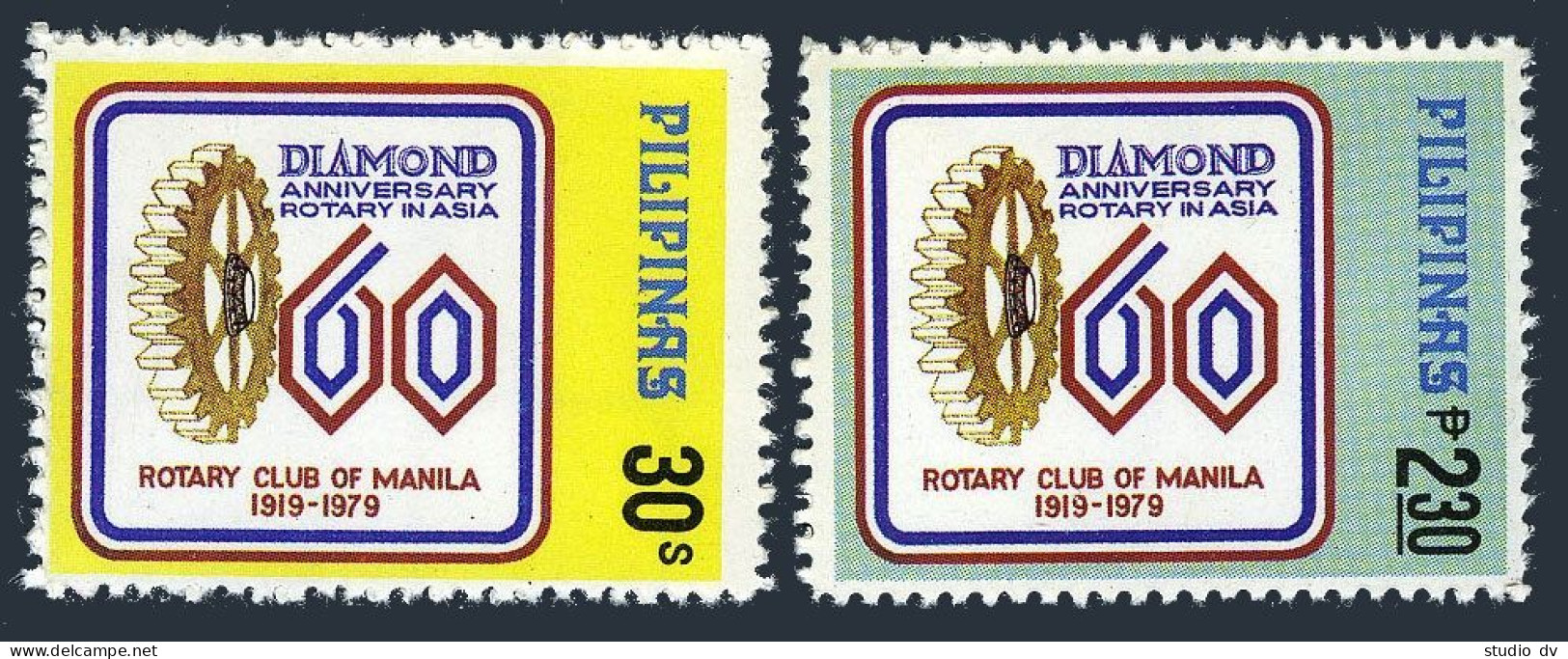Philippines 1387-1388,MNH.Michel 1265-1266. Rotary Club Of Manila,60th Ann.1979. - Filippijnen