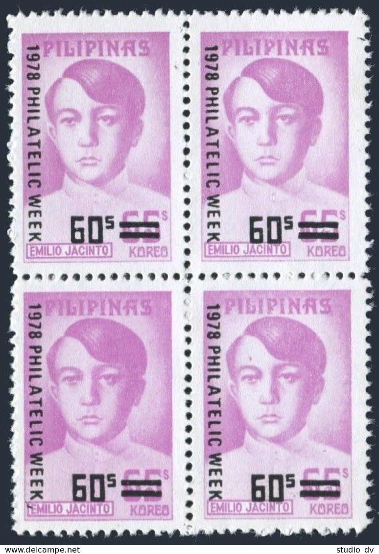 Philippines 1367 Block/4,MNH.Michel 1262.Emilio Jacinto,Patriot.Stamp Week 1978 - Filippijnen