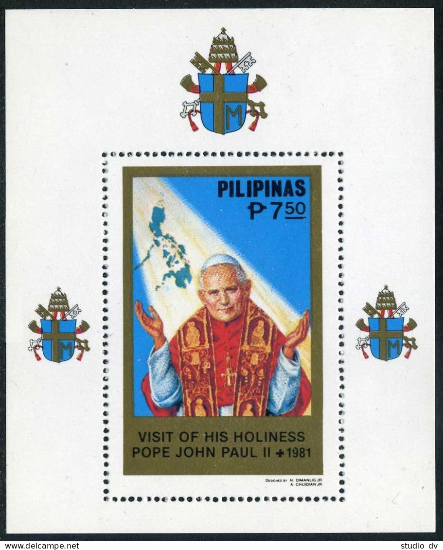 Philippines 1507-1510,1511,MNH.Mi 1398-1402. Visit Of Pope John Paul II,1981. - Filippijnen