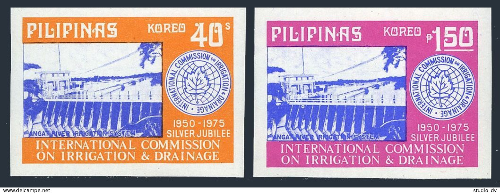 Philippines 1260a-1261a Imperf,MNH.Mi 1139-40B.Commission On Irrigation.Dam,1975 - Filippine
