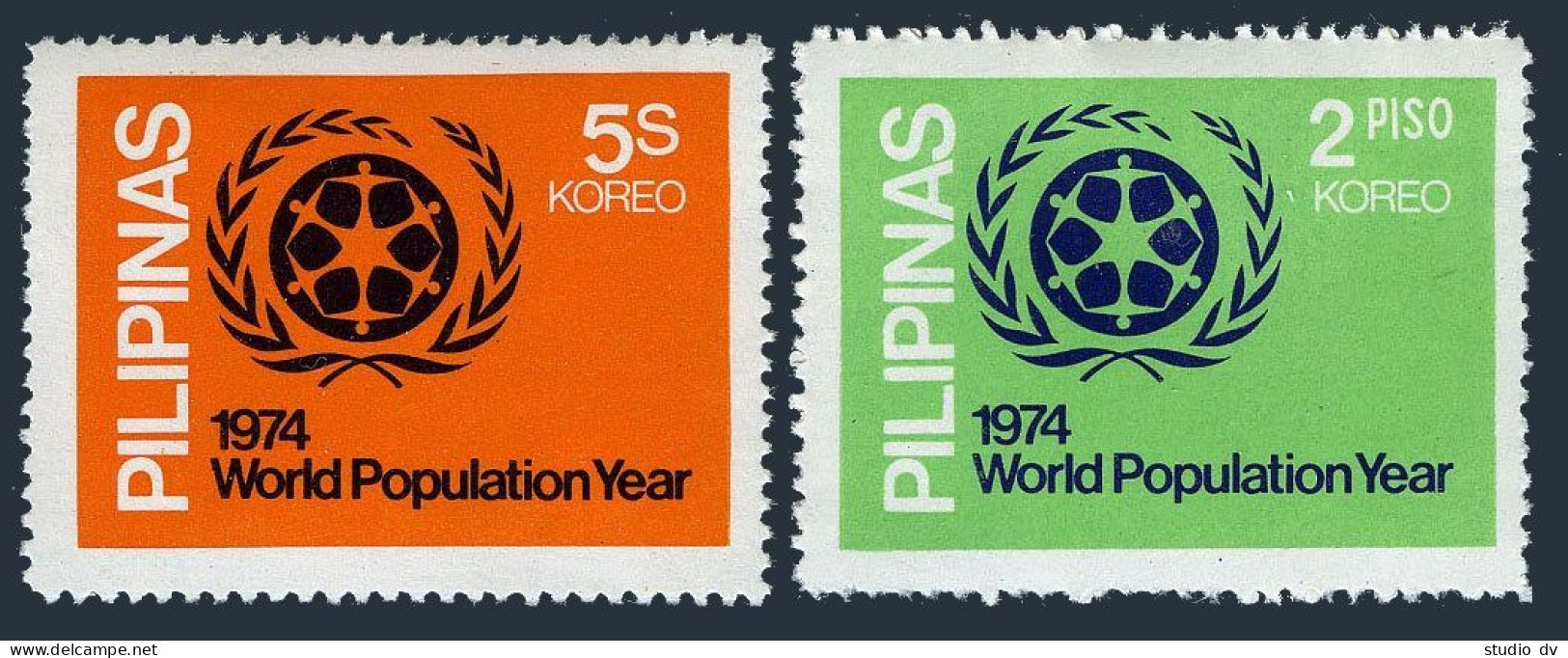 Philippines 1237-1238,MNH.Michel 1107A-1108A. World Population Year,1974. - Filippijnen