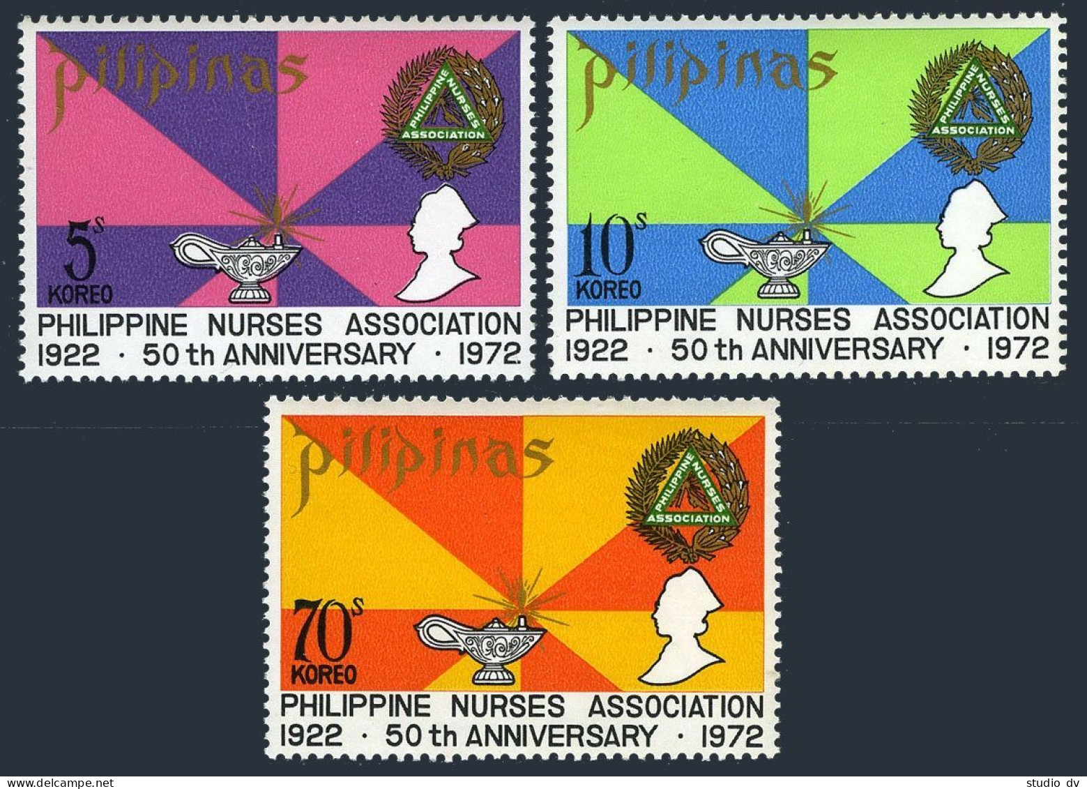 Philippines 1153-1155, MNH. Mi 1026-1028. Nursing Association. Lamp, Nurse, 1972 - Philippines