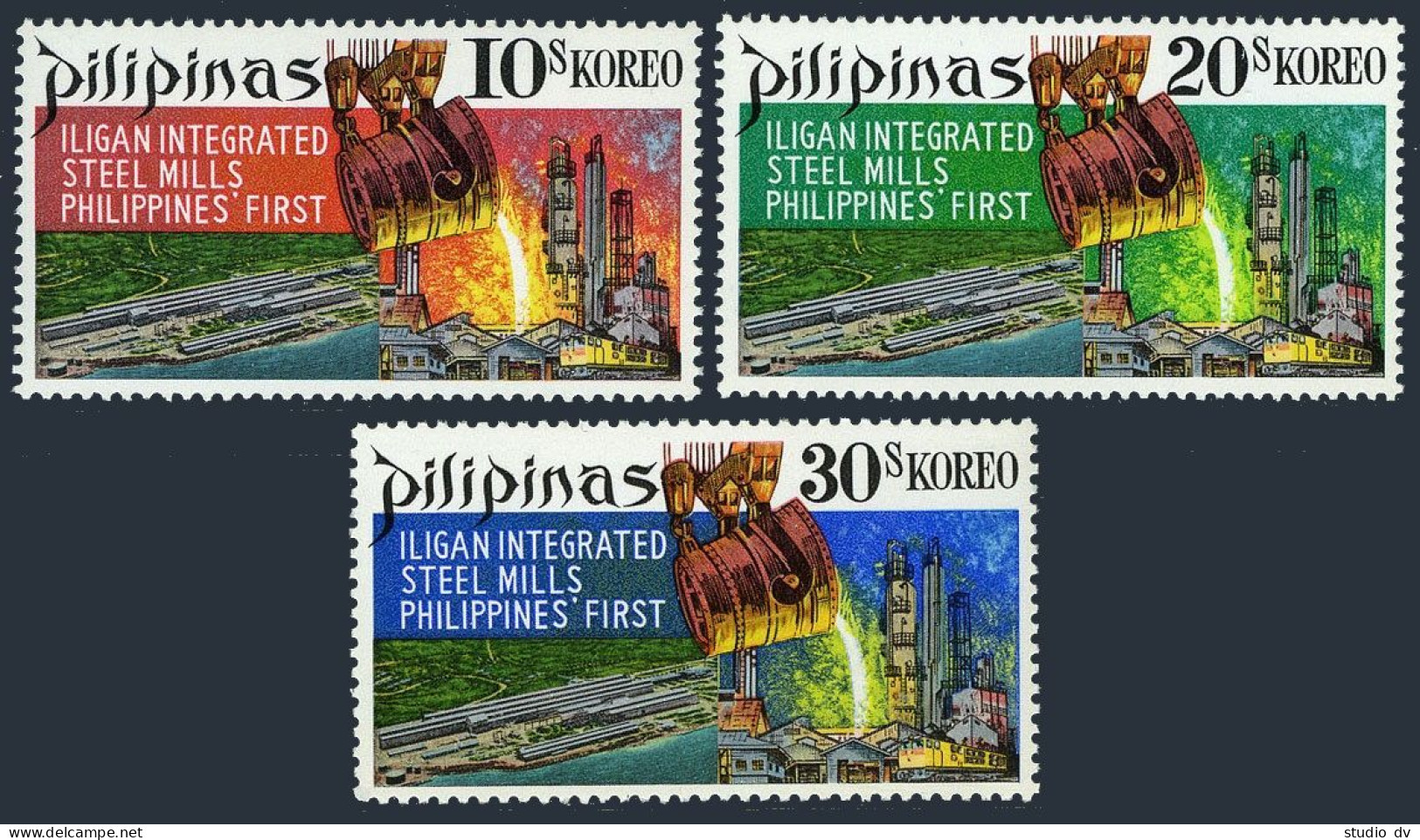 Philippines 1051-1053, MNH. Mi 915-917. Iligan Steel Mills. Pouring Ladle, 1970. - Filippijnen