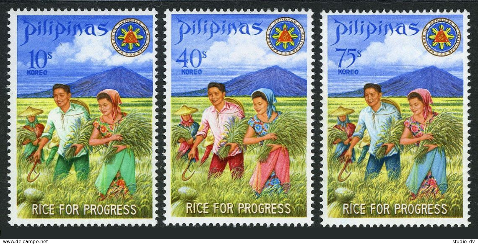 Philippines 1023-1025, MNH. Mi 886-888. Pres. & Mrs. Marcos. Miracle Rice, 1969. - Philippines