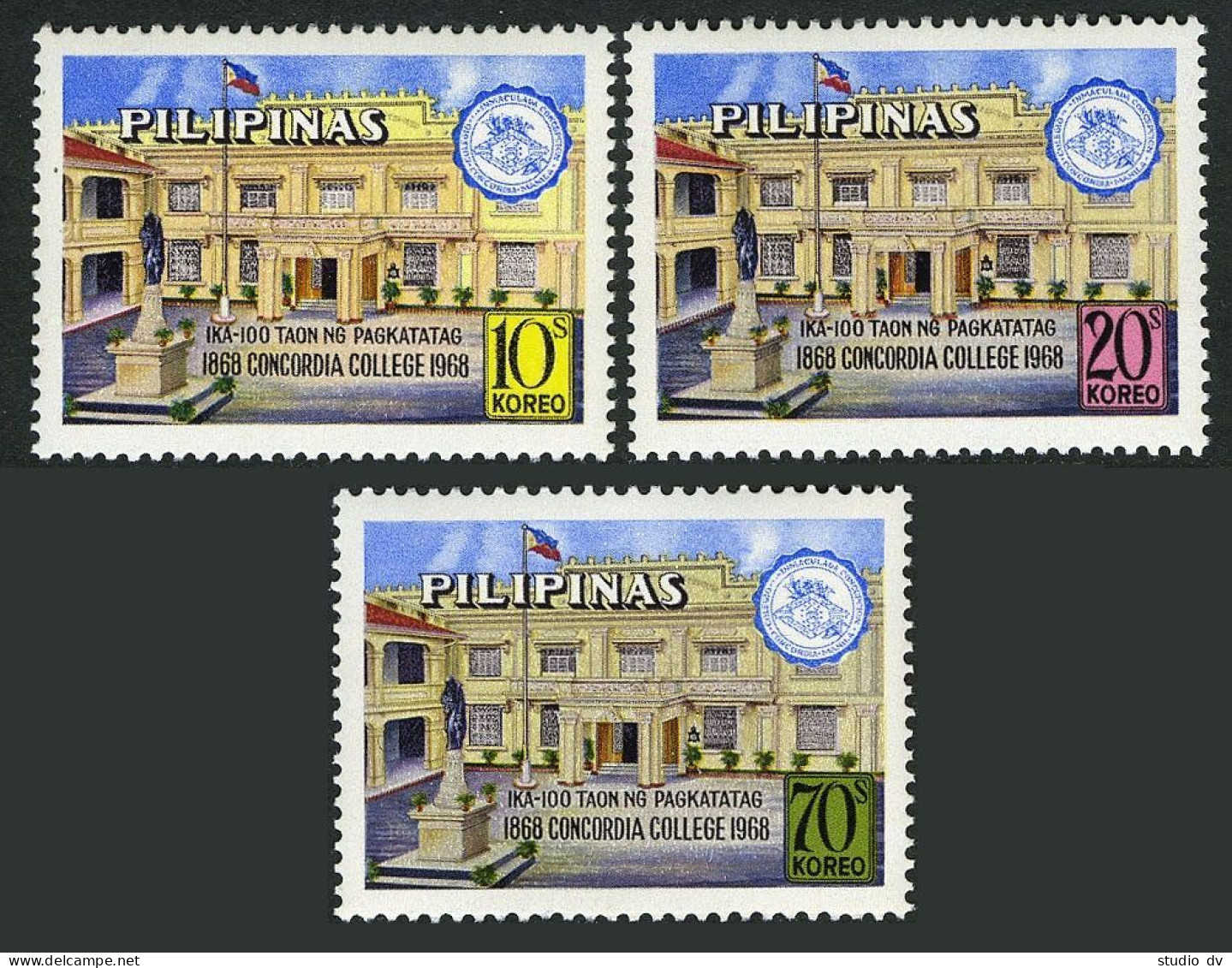 Philippines 1000-1002, MNH. Concordia College, Catholic Women's School, 1968. - Filippijnen